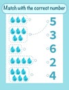 Vector count and match numbers math worksheet template