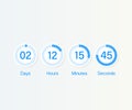 Countdown clock counter timer. UI app digital count down circle board meter with circle time pie diagram. Royalty Free Stock Photo