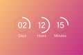 Vector countdown clock counter timer. Scoreboard of day, hour, minutes and seconds for web page coming soon event template Royalty Free Stock Photo