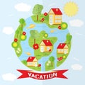 Vector countryside illustration in flat style.