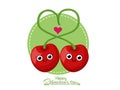 Vector Couples Cherry romantic. Happy Valentine`s Day. illustration decorative element on Valentine