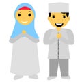 Simple Vector Coute Couple Muslim and Muslimah or Islam People, Greeting Gesture Royalty Free Stock Photo