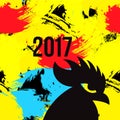 Vector cover calendar 2017. Chinese Year of the Rooster. zodiac. Royalty Free Stock Photo