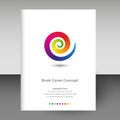 Vector cover of diary or notebook format A4 layout brochure concept - full color spectrum rainbow colored spiral