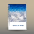 Vector cover of diary with ring spiral binder - format A5 - layout brochure concept - blue sky over gray mountain land