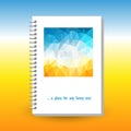 Vector cover of diary with ring spiral binder - format A5 - layout brochure concept - hot summer colored with polygona Royalty Free Stock Photo