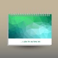 Vector cover of diary with ring spiral binder - format A5 - layout brochure concept - neon blue green colored polygona Royalty Free Stock Photo