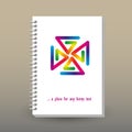 Vector cover of diary with ring spiral binder - format A5 - layout brochure concept - rainbow full color spectrum colo Royalty Free Stock Photo