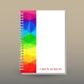 Vector cover of diary with ring spiral binder - format A5 - layout brochure concept - white colored with rainbow poly Royalty Free Stock Photo