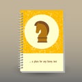 Vector cover of diary with ring spiral binder - format A5 - layout brochure concept - yellow, brown and beige colored