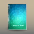 Vector cover of diary or notebook with ring spiral binder layout brochure concept - blue green cyan color gradient - Royalty Free Stock Photo