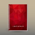Vector cover of diary or notebook with ring spiral binder layout brochure concept - garnet red colored - polygonal Royalty Free Stock Photo