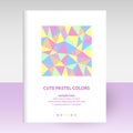 Vector cover of diary white hardcover - format A4 layout brochure concept - cute pastel colored with polygonal triangl Royalty Free Stock Photo