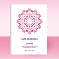 Vector cover of diary white hardcover - format A4 layout brochure concept - cute valentine mandala with hearts and but