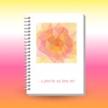 Vector cover of diary with ring spiral binder - format A5 - layout brochure concept - cute pink, orange, peach and yel