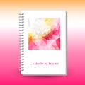 Vector cover of diary with ring spiral binder - format A5 - layout brochure concept - cute spring rose orange colored