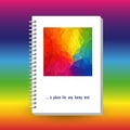 Vector cover of diary with ring spiral binder - format A5 - layout brochure concept - full color spectrum - rainbow co Royalty Free Stock Photo