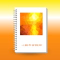 Vector cover of diary with ring spiral binder - format A5 - layout brochure concept - hot summer sunset colored with p Royalty Free Stock Photo