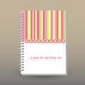 Vector cover of diary with ring spiral binder - format A5 - layout brochure concept - spring pastel colored with flowe