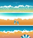 Vector cover for social networks, header with a summer mood, with the image of the sea