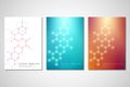 Vector covers or brochure for medicine, science and digital technology. Geometric abstract background with hexagons