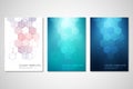 Vector covers or brochure for medicine, science and digital technology. Geometric abstract background with hexagons Royalty Free Stock Photo