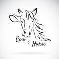 Vector of cow head and horse head design on a white background. Animals farm. Royalty Free Stock Photo