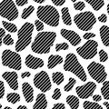 Vector cow hide pattern seamless background. Black irregular patches on white backdrop. Abstract conceptual cows skin Royalty Free Stock Photo