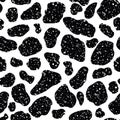 Vector cow hide pattern seamless background. Black irregular patches on white backdrop. Abstract cows skin grunge Royalty Free Stock Photo