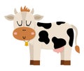 Vector cow icon. Cute cartoon diary or milk pet illustration for kids. Farm animal isolated on white background. Colorful flat Royalty Free Stock Photo