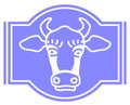 Vector cow logo for label, fermented milk product. Farm animals.