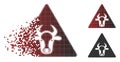 Decomposed Pixel Halftone Cow Warning Icon Royalty Free Stock Photo