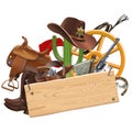 Vector Cowboy Concept with Wooden Plank Royalty Free Stock Photo