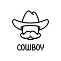 Vector cowboy icon with hat