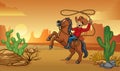 Cowboy riding horse in desert Royalty Free Stock Photo