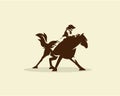 Vector of Cowboy riding wild horse