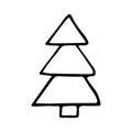 Vector doodle Christmas tree. Hand drawn fir