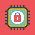 Vector CPU icon with lock sign cyber security Royalty Free Stock Photo