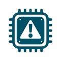Vector CPU icon with alert sign cyber security Royalty Free Stock Photo