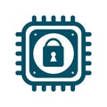 Vector CPU icon with lock sign cyber security Royalty Free Stock Photo