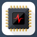 Vector CPU or Processor test icon. CPU or Processor test simple icon in flat style with long shadow Royalty Free Stock Photo