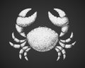 Vector crab. Chalk drawing on blackboard