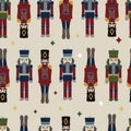 Vector cream seamless pattern background with nutcrackers.