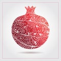 Vector creative abstract pomegranate fruit. Decorative design for Jewish holidays. Tu Bishvat, Sukkot, Rosh Hashanah. Hand drawn