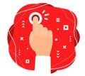 Vector creative color illustration of human hand touching a red Royalty Free Stock Photo