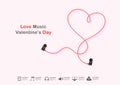 Vector creative earphone valentines heart line sign design