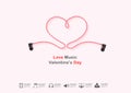 Vector creative earphone valentines heart line sign design