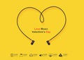 Vector creative earphone valentines heart line sign design