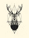 Black deer head with triangle background.