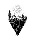 Vector creative geometric lanscape tattoo art style design